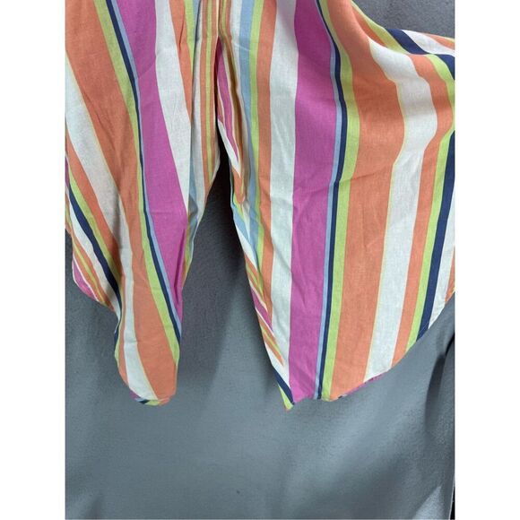 Everlilly Womens Multicolor Linen Blend Striped Asymmetrical Hem Romper Large - Picture 3 of 6